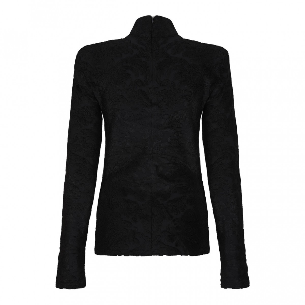 Black Boucle Baroque Pattern Top