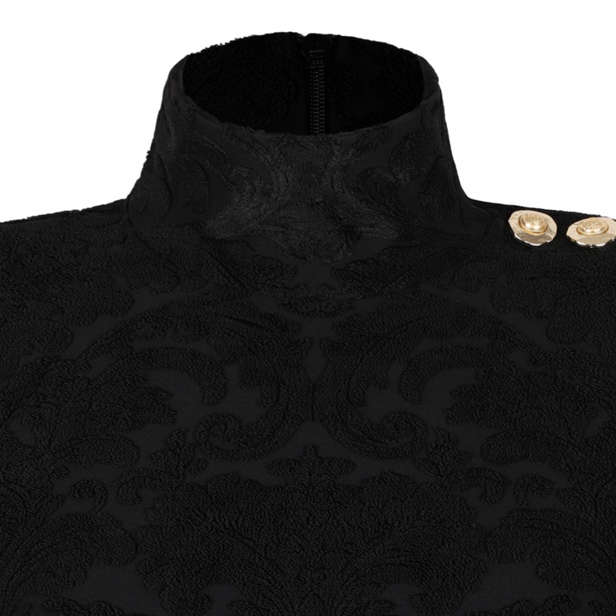 Black Boucle Baroque Pattern Top
