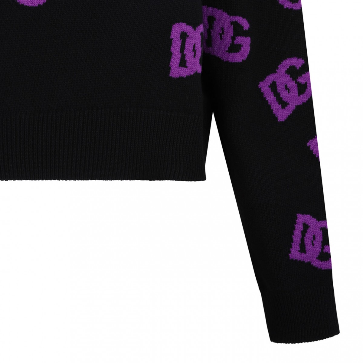 Black and Purple Wool Sweater With DG Logo Inlay