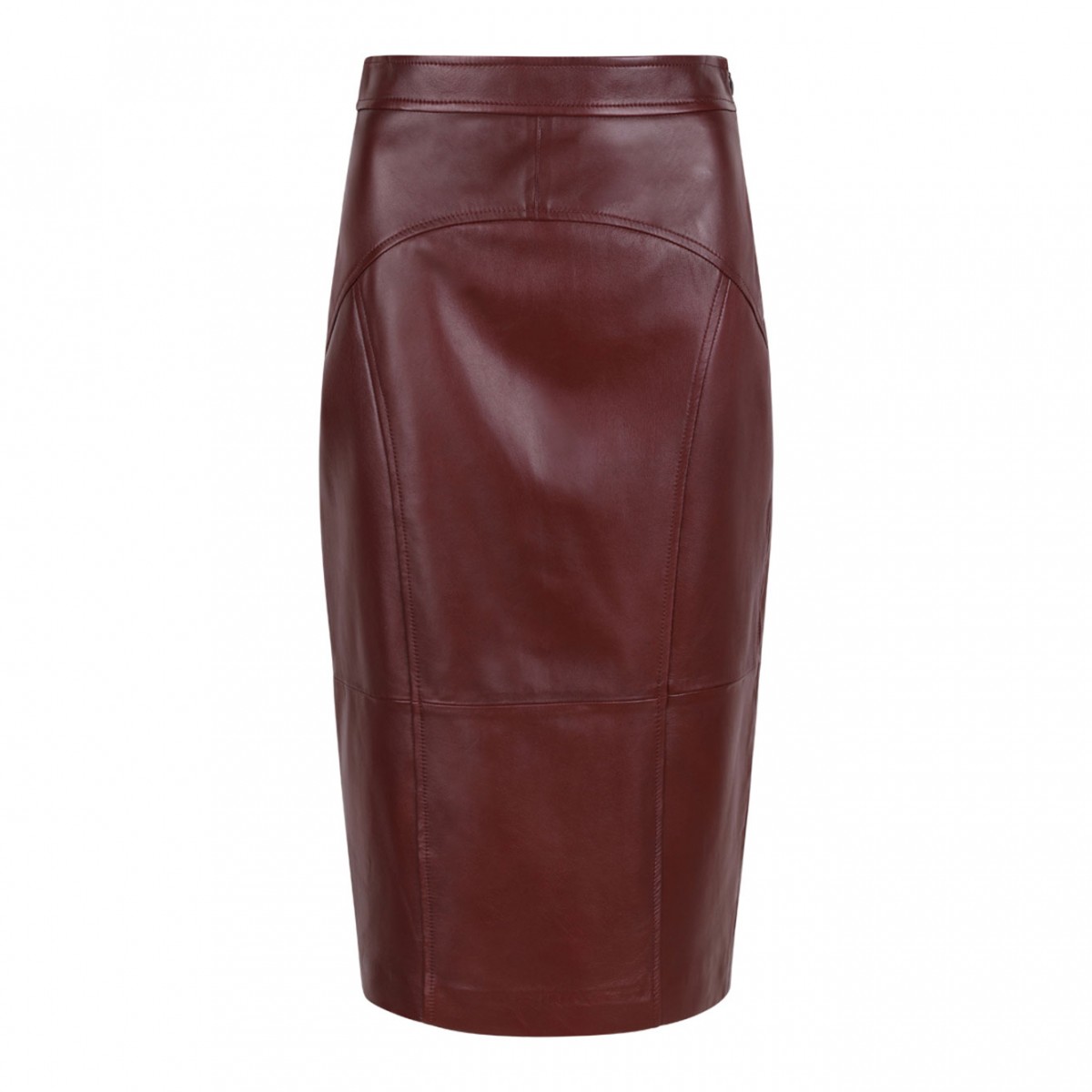 Bordeaux Leather Pencil Skirt