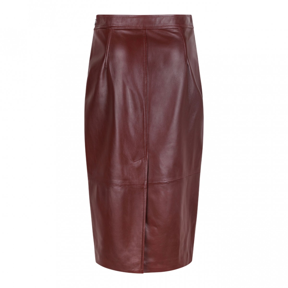Bordeaux Leather Pencil Skirt