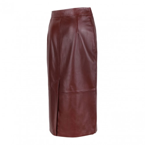 Bordeaux Leather Pencil Skirt