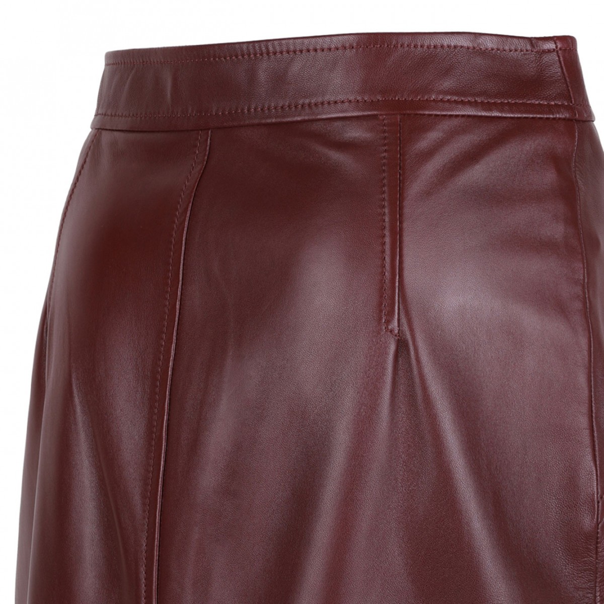 Bordeaux Leather Pencil Skirt
