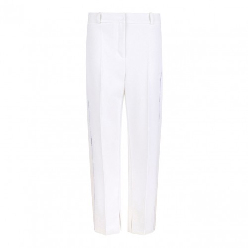 Ivory White Trousers In Crepe Fabric