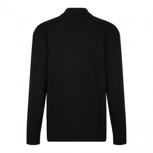 Black Embleme-Embroidered Knit Cardigan 2