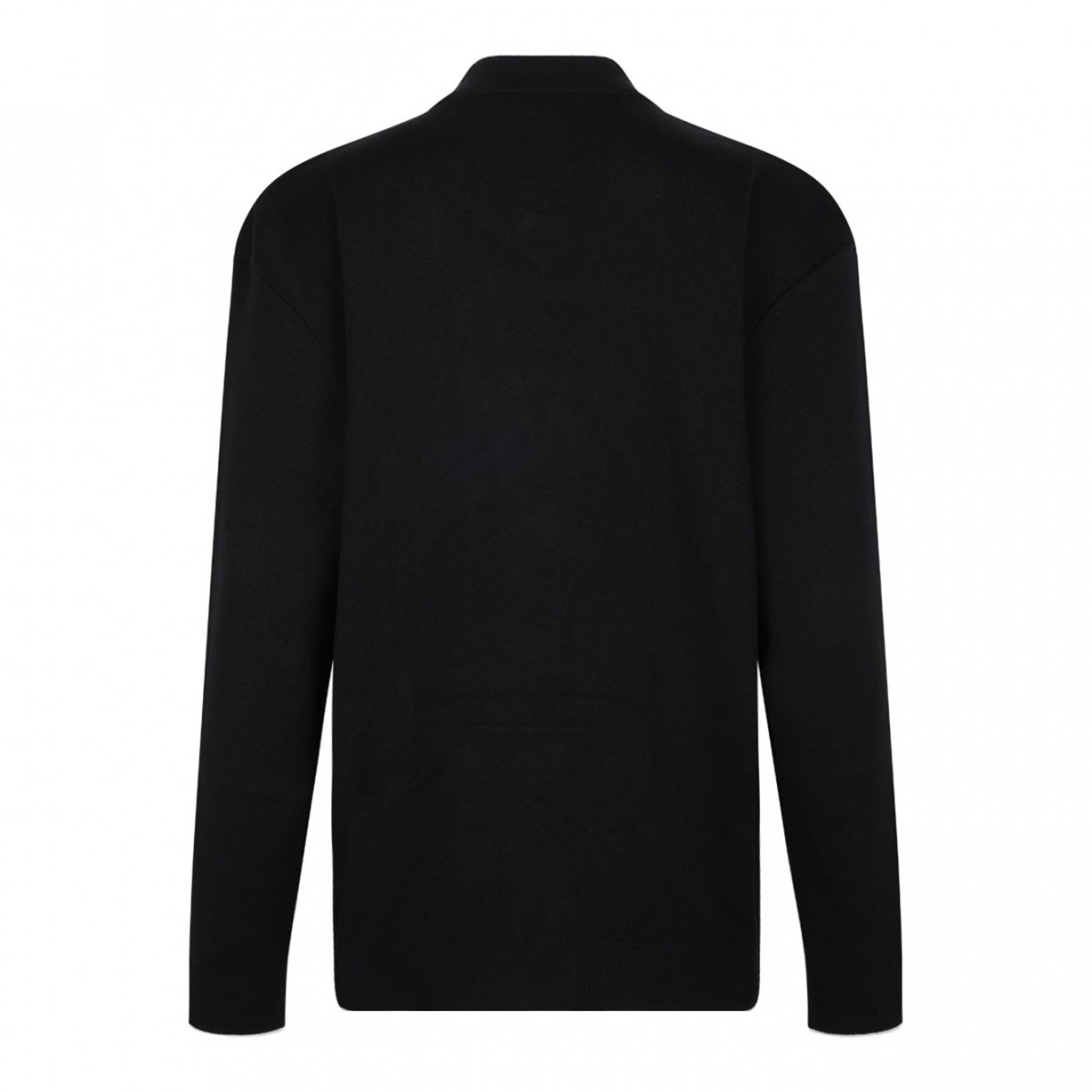 Black Embleme-Embroidered Knit Cardigan