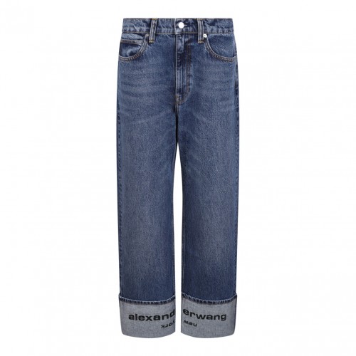 Indigo Blue Cuffed Logo-Detail