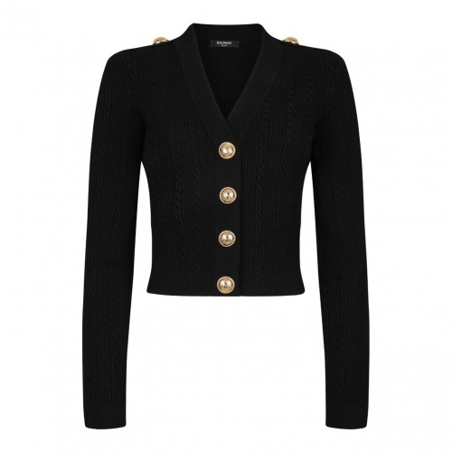 Black Twisted Knit Cardigan