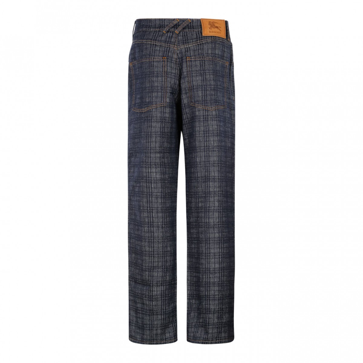 Indigo Loose Check Denim Jeans