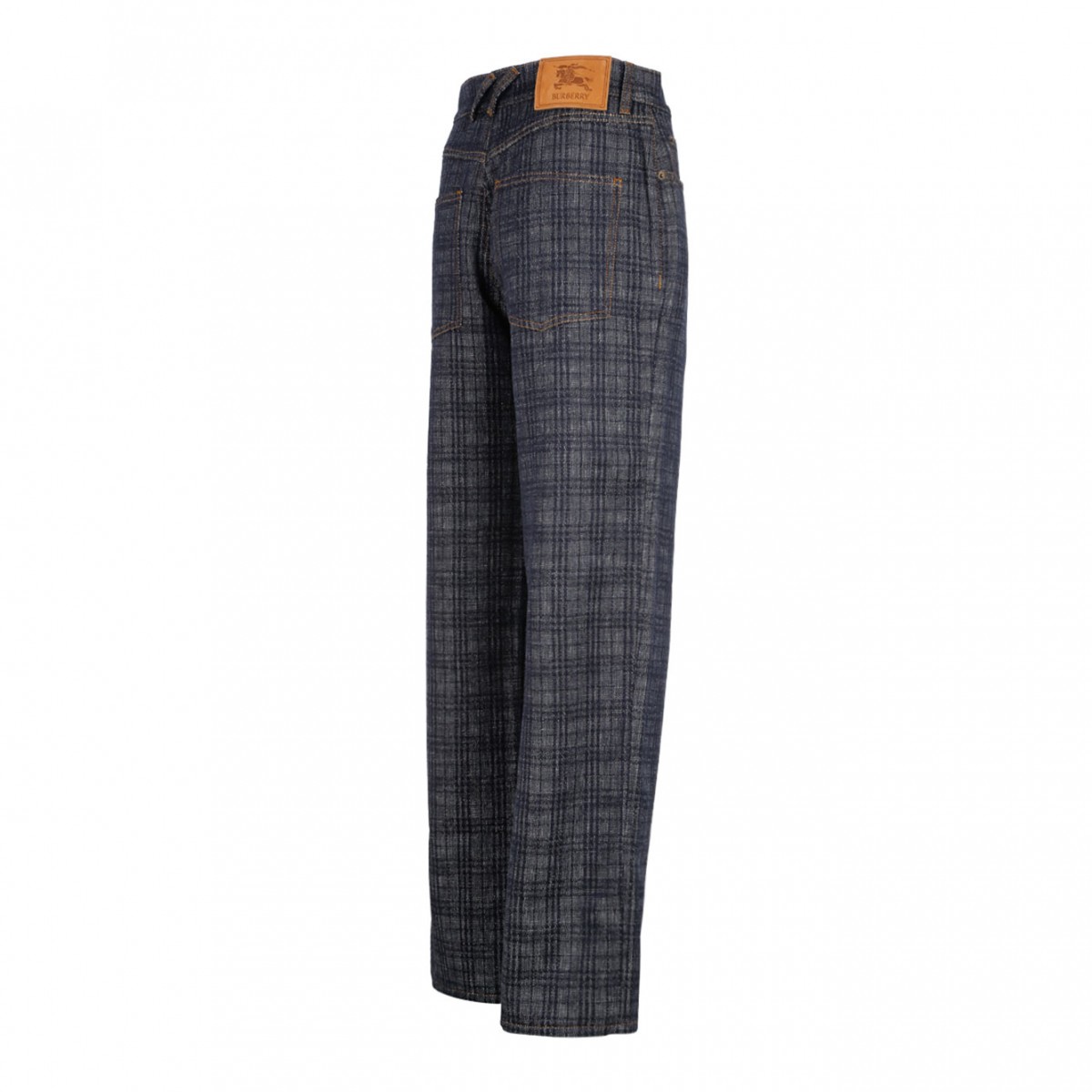 Indigo Loose Check Denim Jeans