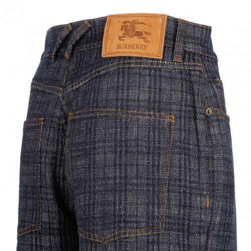 Indigo Loose Check Denim Jeans