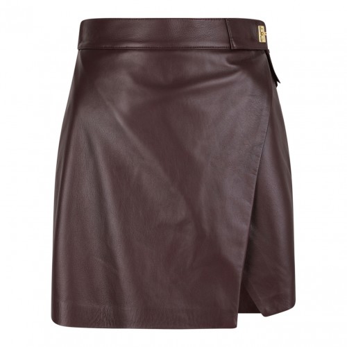 Merlot Short Nappa Leather Skirt