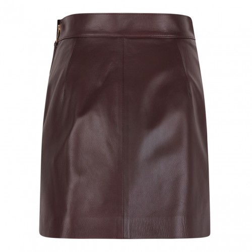 Merlot Short Nappa Leather Skirt 2