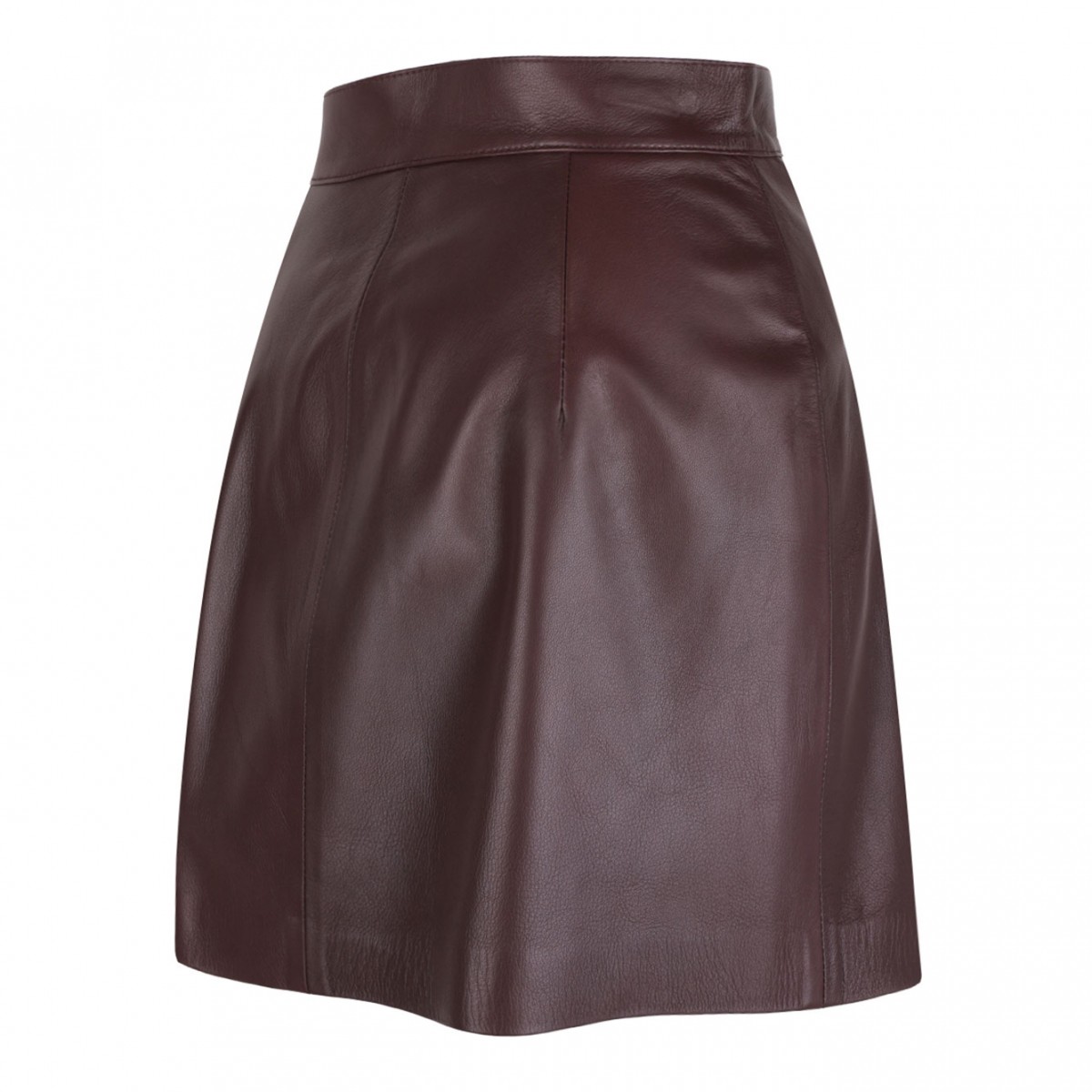 Merlot Short Nappa Leather Skirt
