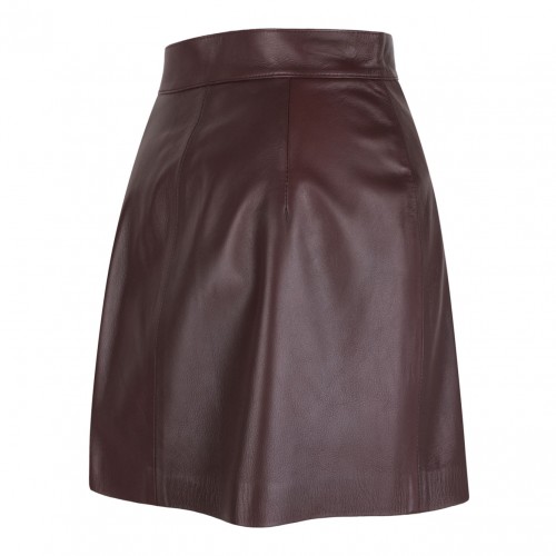 Merlot Short Nappa Leather Skirt