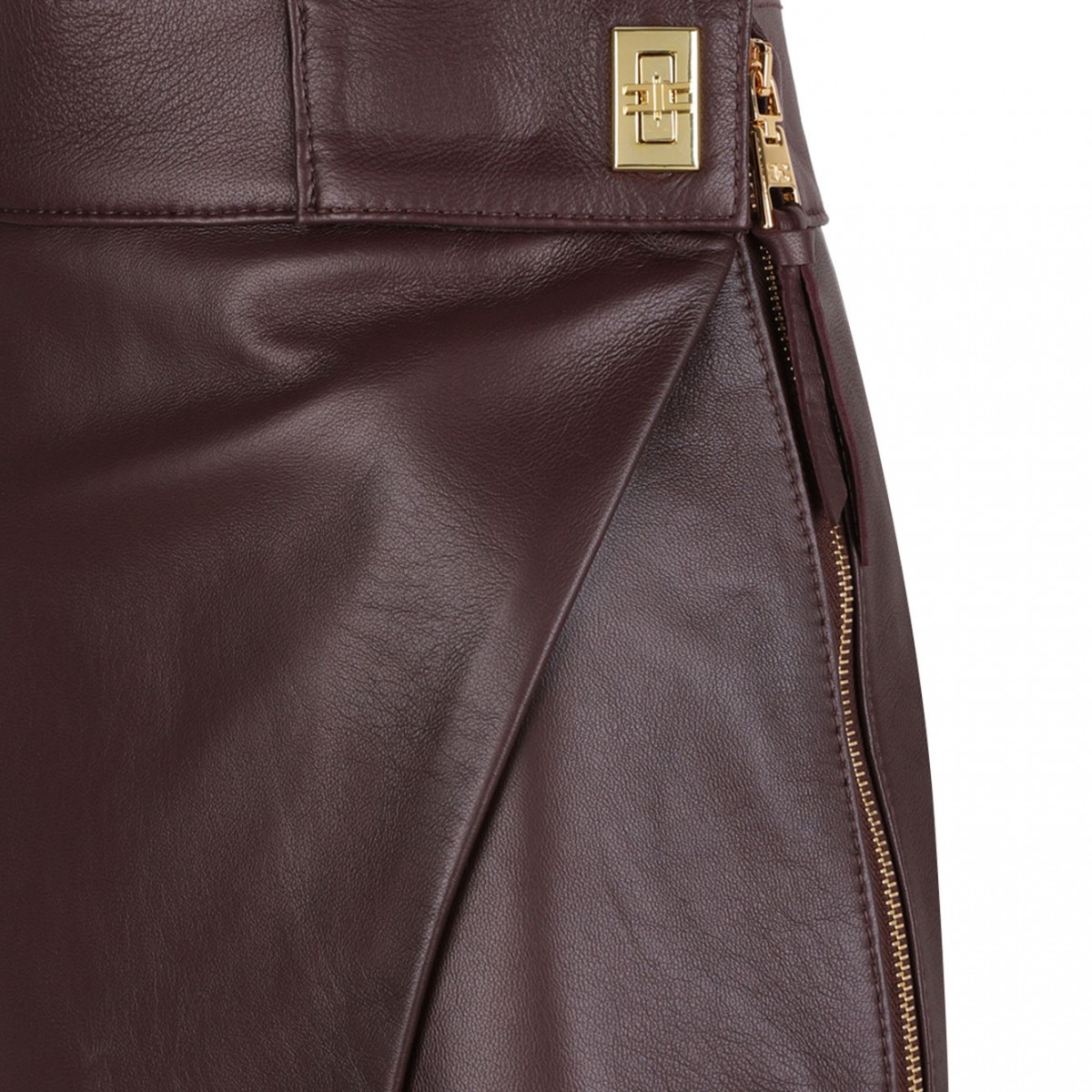Merlot Short Nappa Leather Skirt