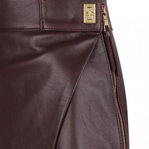 Merlot Short Nappa Leather Skirt
