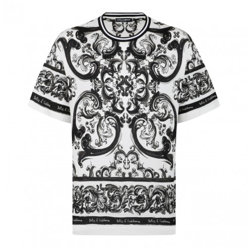 Black Majolica-Print Short-Sleeved T-Shirt