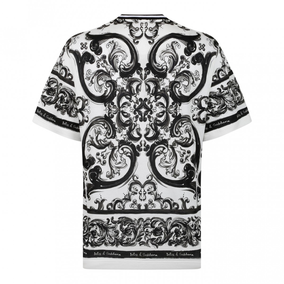 Black Majolica-Print Short-Sleeved T-Shirt