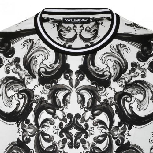 Black Majolica-Print Short-Sleeved T-Shirt