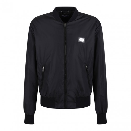 Black Nylon Jacket With Branded Tag