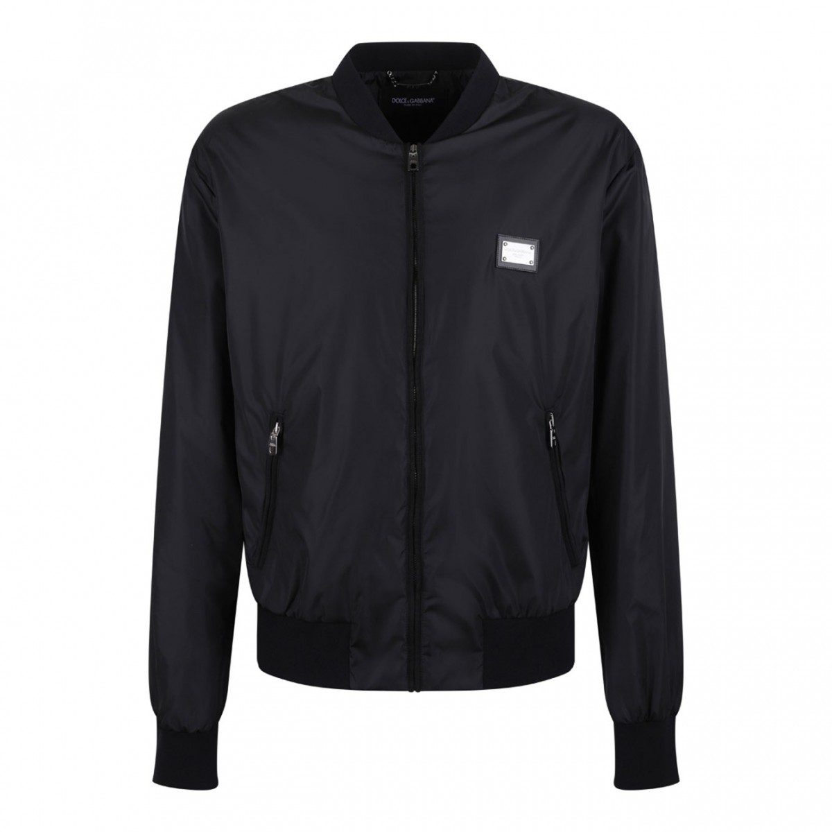 Black Nylon Jacket With Branded Tag