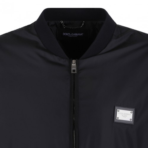 Black Nylon Jacket With Branded Tag