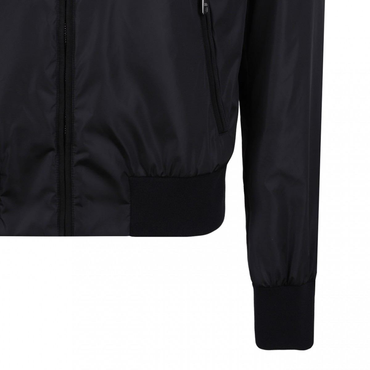 Black Nylon Jacket With Branded Tag
