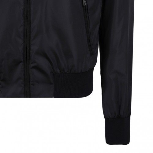 Black Nylon Jacket With Branded Tag