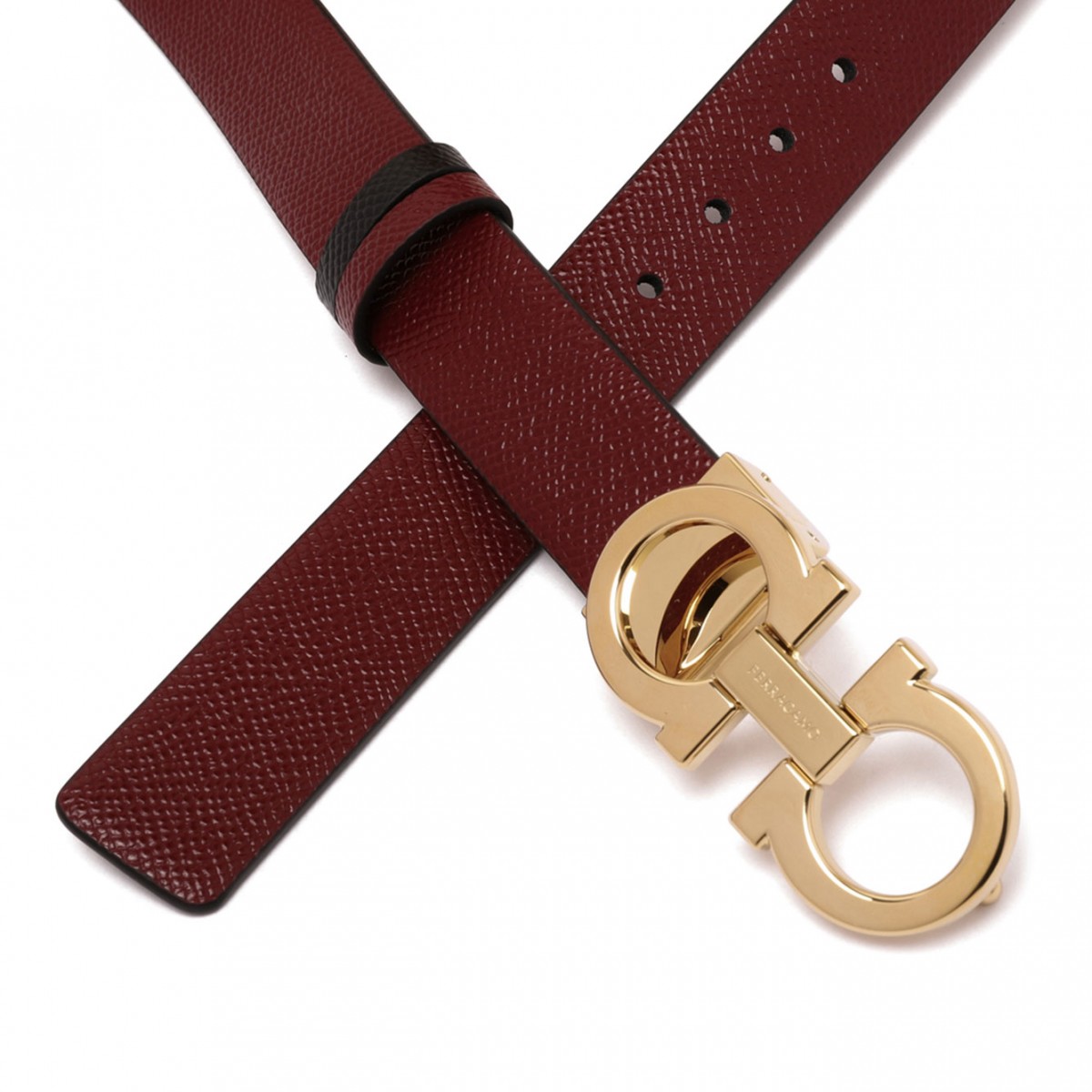 Burgundy Reversible And Adjustable Belt Gancini