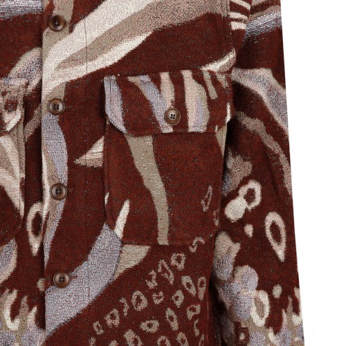 Brown and Multicolour Shirt Jacket
