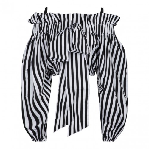 Black and White Striped Crop Top