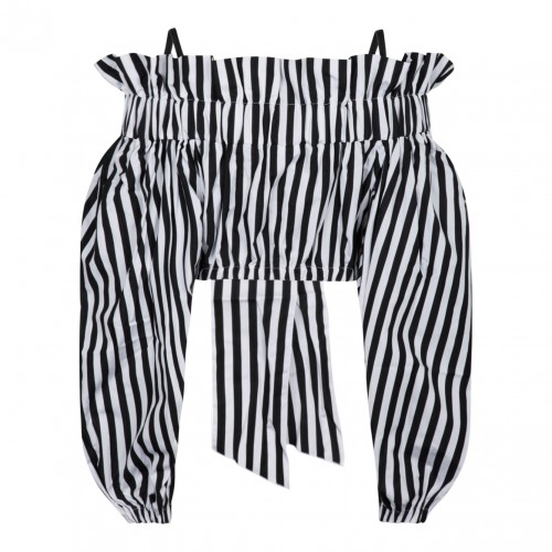 Black and White Striped Crop Top 2