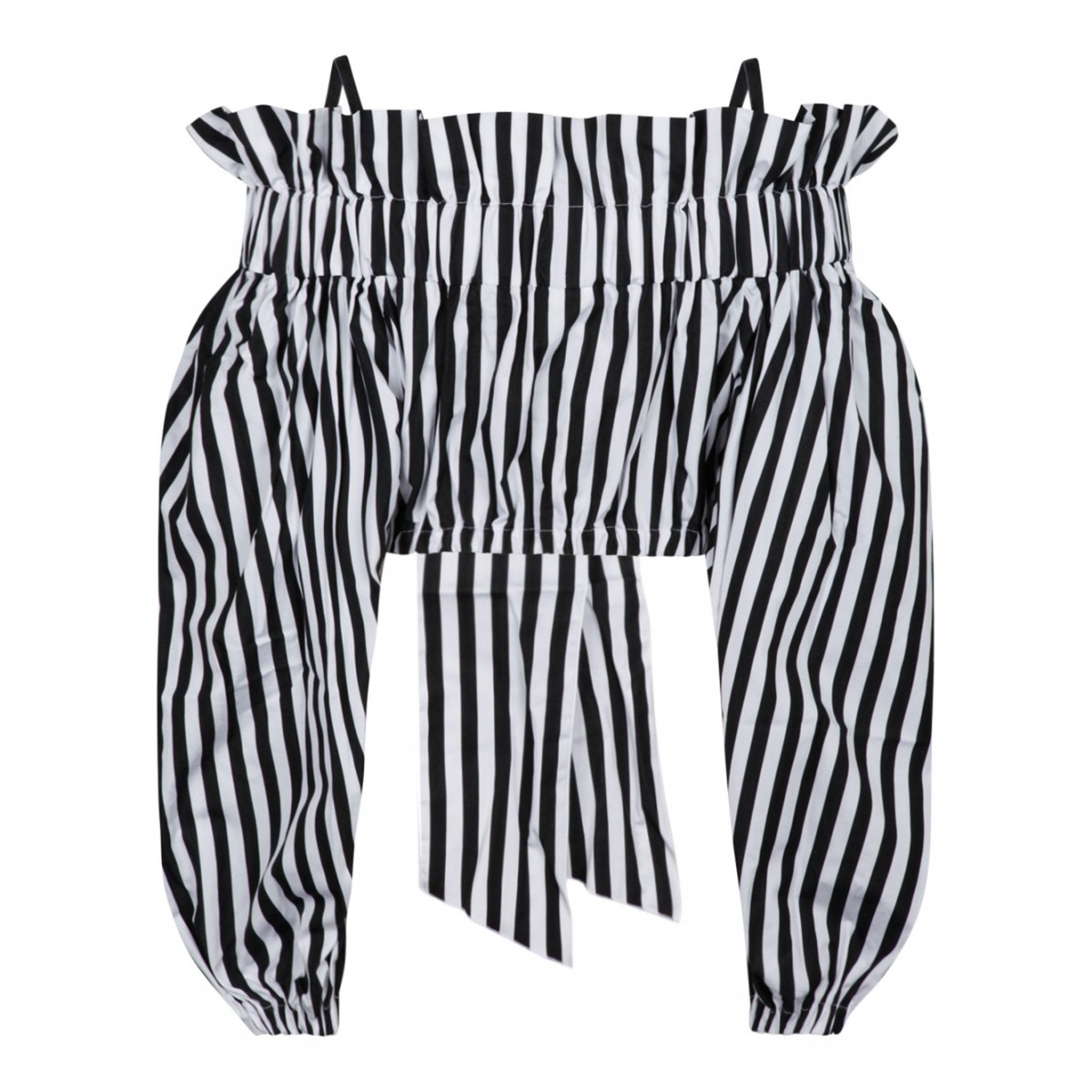 Black and White Striped Crop Top