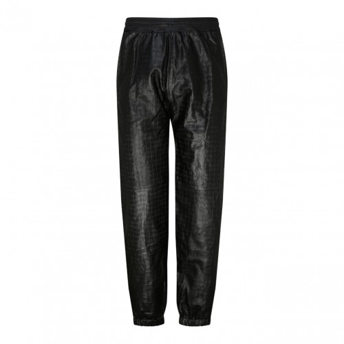 Black Nappa Leather Jogging Pants