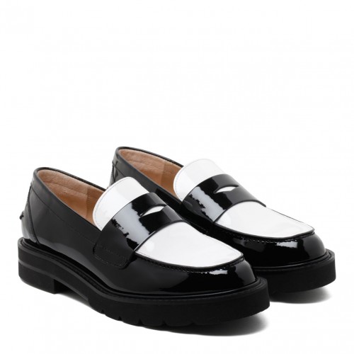 Black and White Leather Penny Loafers 2