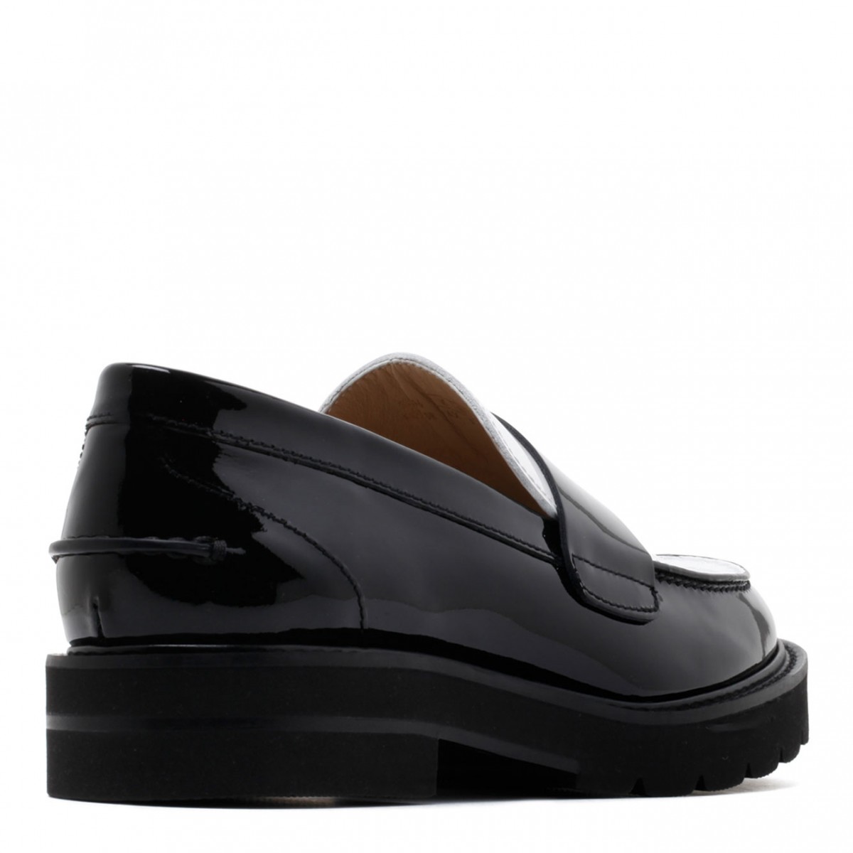 Black and White Leather Penny Loafers