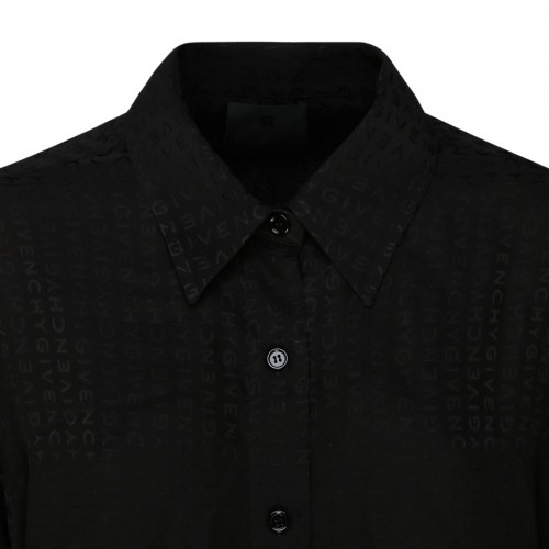 Black Silk Jacquard Shirt