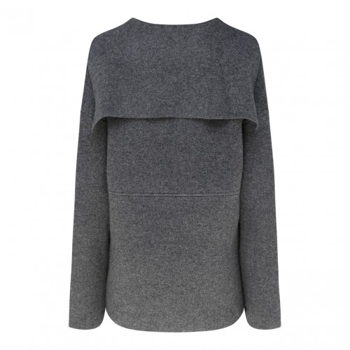 Grey Virgin Wool Neckline Knit Sweater 2