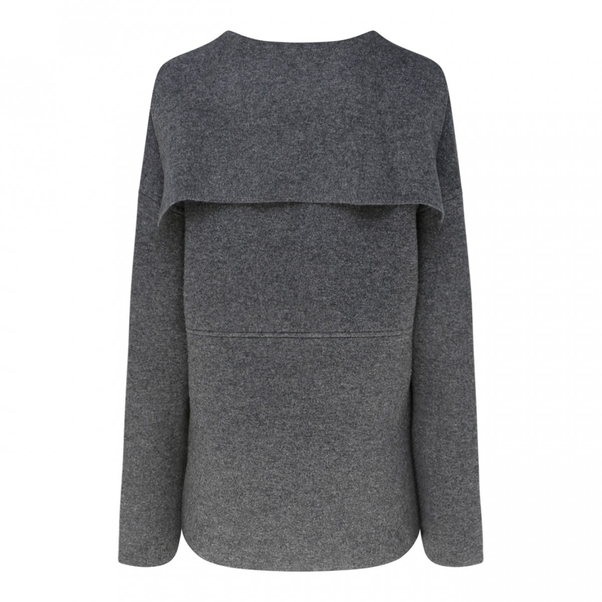 Grey Virgin Wool Neckline Knit Sweater