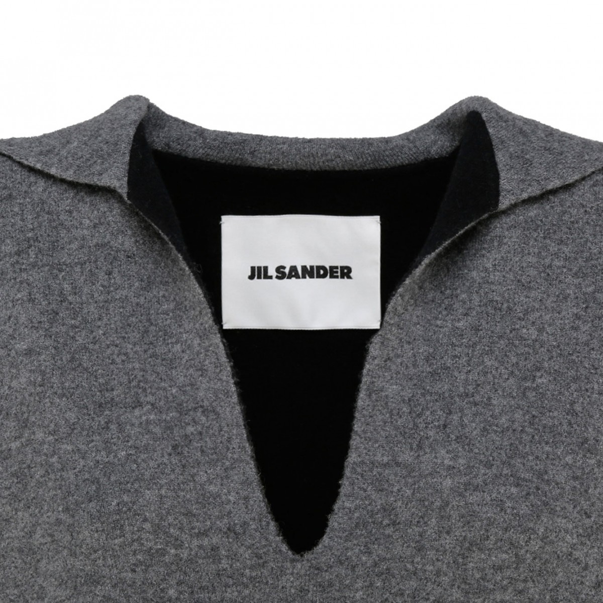 Grey Virgin Wool Neckline Knit Sweater