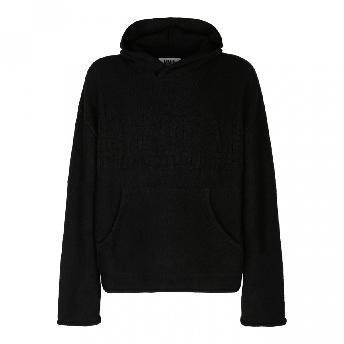Black Virgin Wool Blend Hoodie