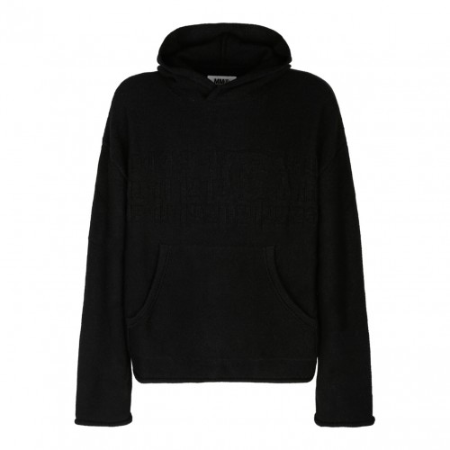 Black Virgin Wool Blend Hoodie