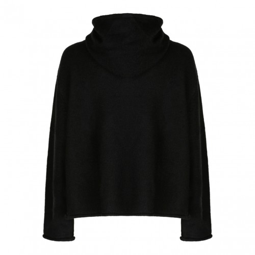 Black Virgin Wool Blend Hoodie 2
