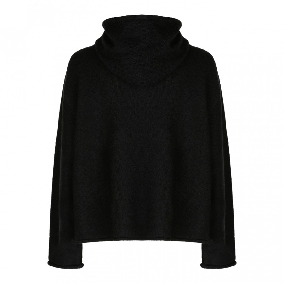 Black Virgin Wool Blend Hoodie