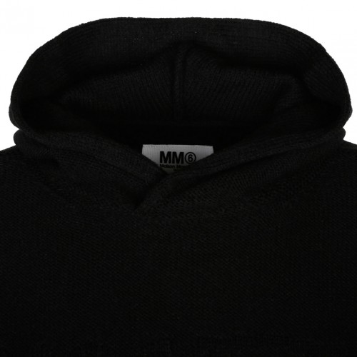 Black Virgin Wool Blend Hoodie