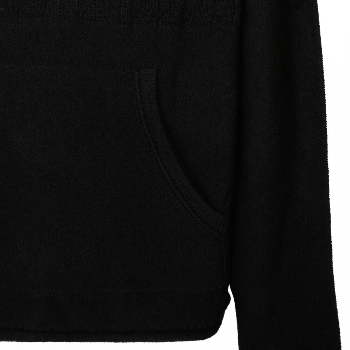 Black Virgin Wool Blend Hoodie