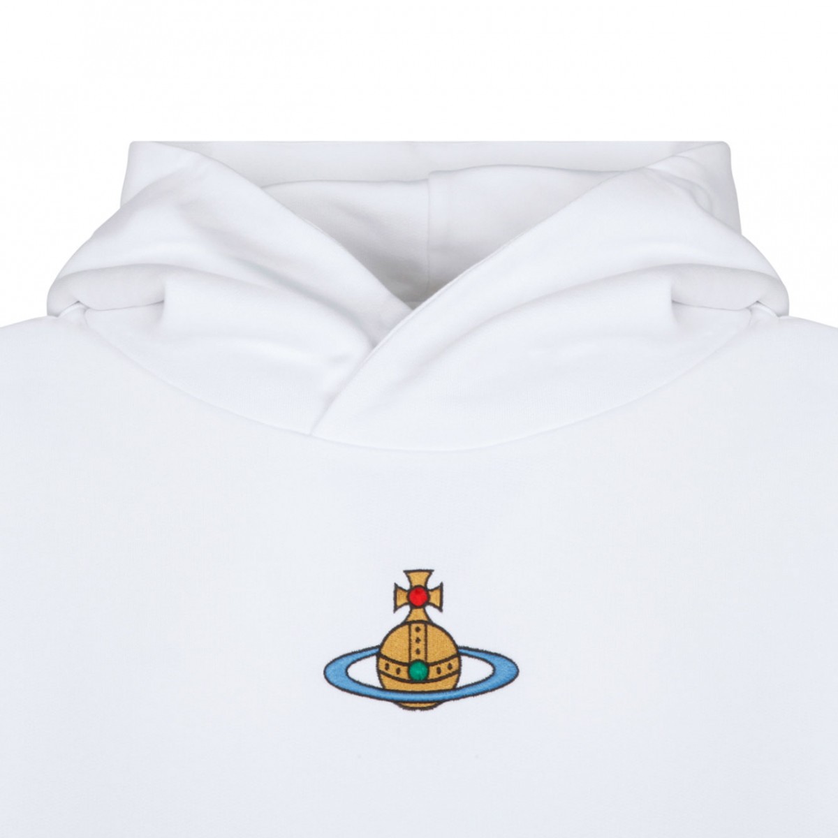 White Logo Embroidery Hoodie