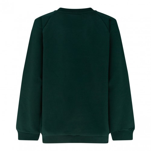 Dark Green Cotton Logo Print Sweatshirt