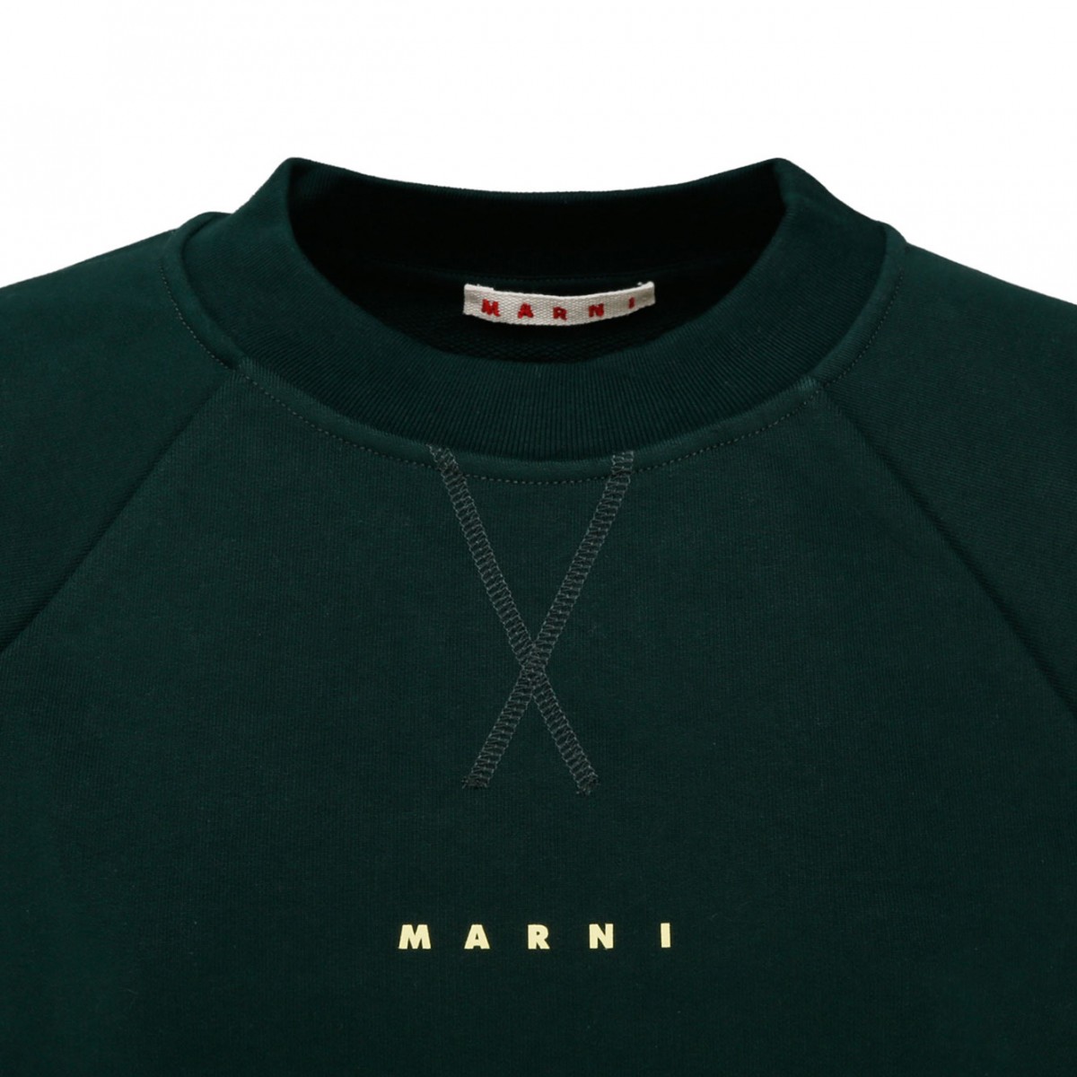 Dark Green Cotton Logo Print Sweatshirt